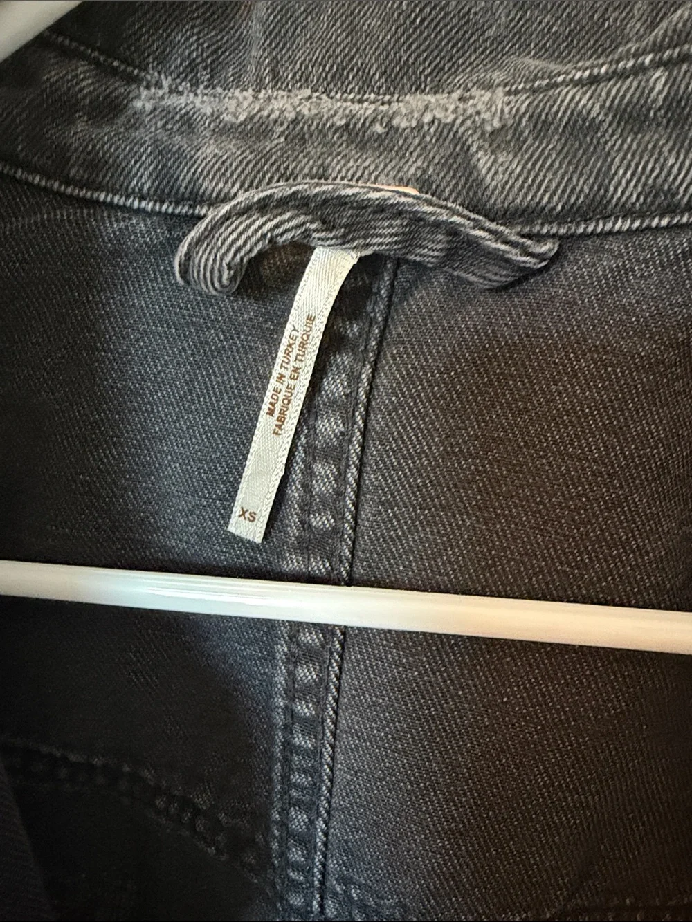 Free People Washed Black Distressed Denim Jacket - Picture 2 of 5